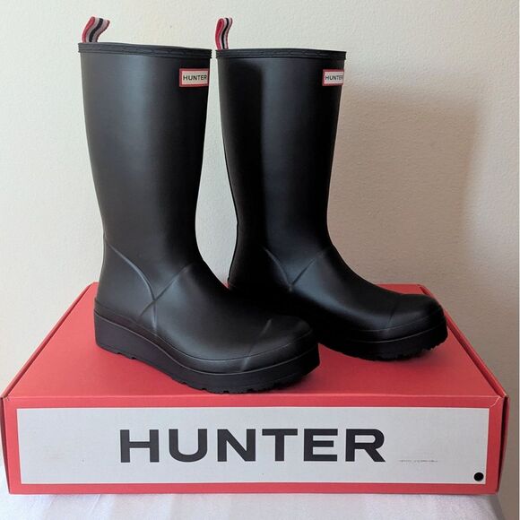 Hunter Shoes - New Hunter Women's Play Tall Rain Boots Waterproof Black Size 8